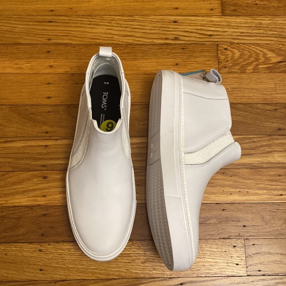 ⬆️ TOMS Bryce White Leather Slip On High Top Sneakers - Picture 4 of 8